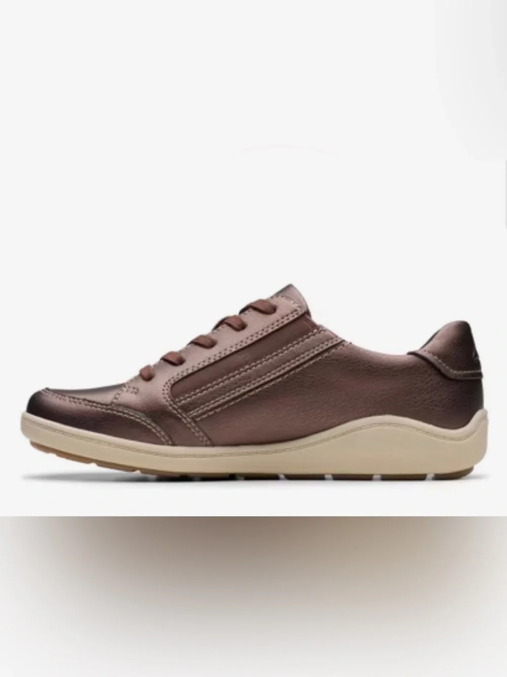 Clarks Women’s Metallic Bronze Low-Top Sneaker with Side Zip Size 8.5